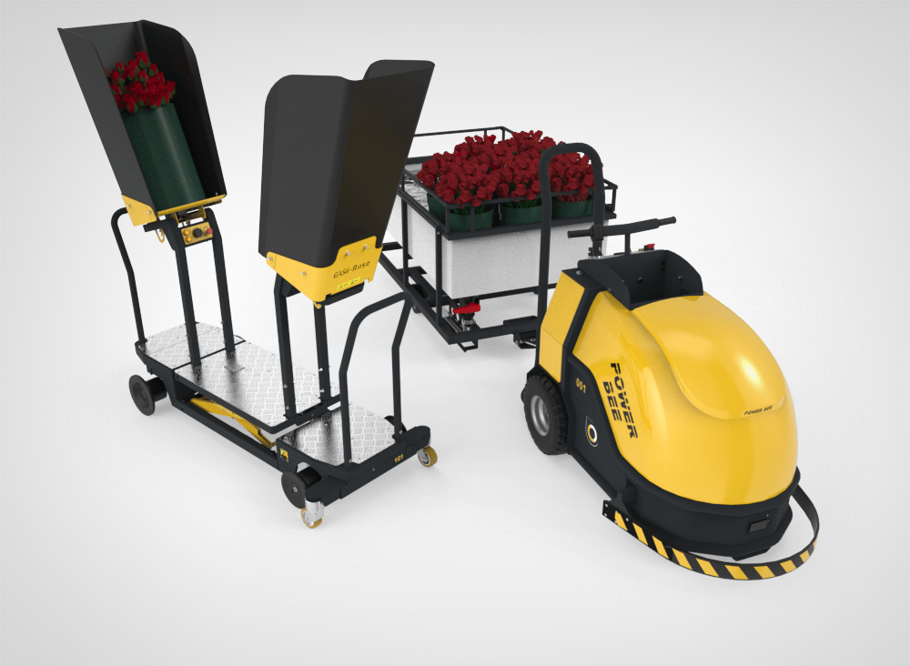 Transport cart in combination with THC flower harvest trolley